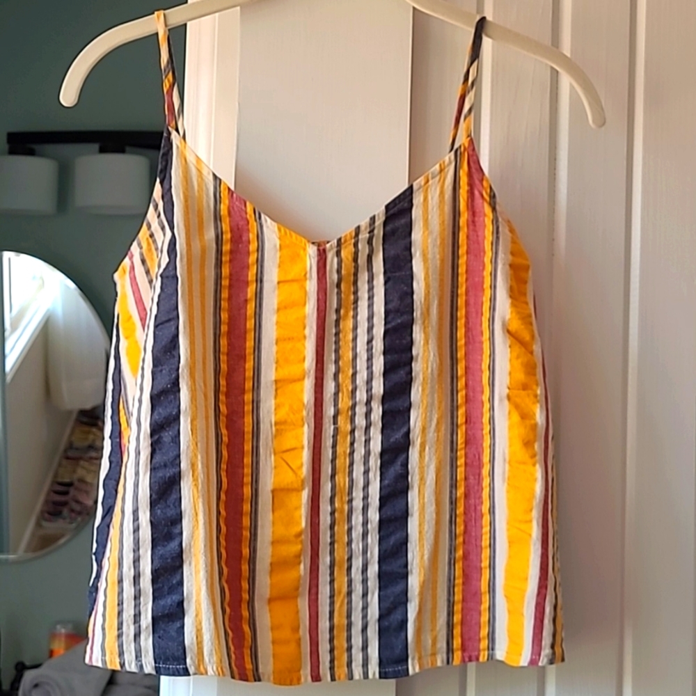 LOFT Petite Yellow Striped Boho Halter Top